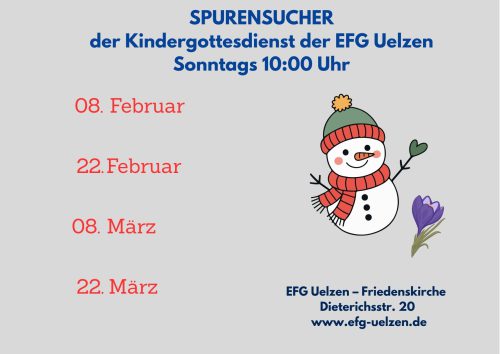 SPURENSUCHER – der Kindergottesdienst der EFG Uelzen
